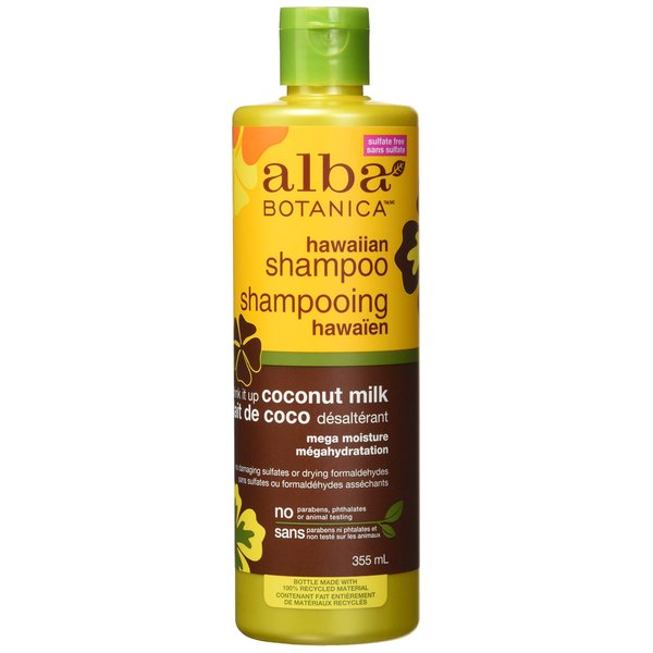 Alba Botanica Hawaiian Shampoo, Coconut Milk 12 oz (Pack of 4)