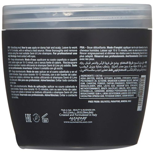 Alfaparf Milano Semi Di Lino Sublime Detoxifying Deep Cleansing Mud Treatment - Safe on Color Treated Hair - Clay-Based Detox for Hair - Professional Salon Quality - 21.1 oz.
