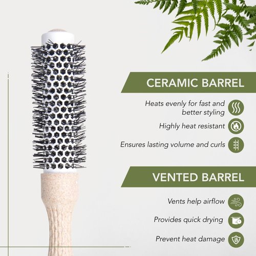 Professional Round Brush for Blow Drying - Ceramic Barrel Ion Tech Styling Brush for Women Small and Lightweight Round Hair Brush (1")