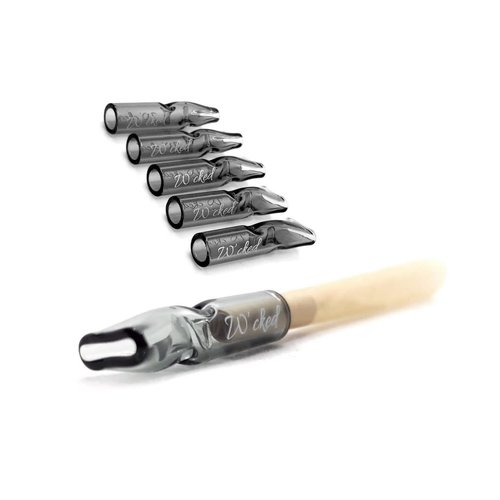 5PCS Reusable W'cked Glass Filter Tips for Slim Cigarettes, Glass Rolling Tip Mouthpieces (Black)
