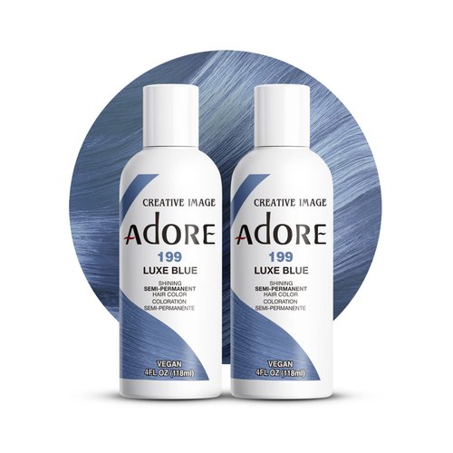 Adore Semi Permanent Hair Color - Vegan and Cruelty-Free Hair Dye - 4 Fl Oz - 199 Luxe Blue (Pack of 2)