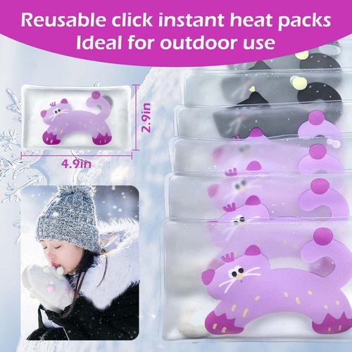 Hand Warmers Reusable, Reusable Heat Pack, Reusable Hand Warmers, Heat Packs for Hands, Heat Packs, Heat Packs for Cold Weather, Hand Click Gel Warmers, Instant Heat Packs (Pink)
