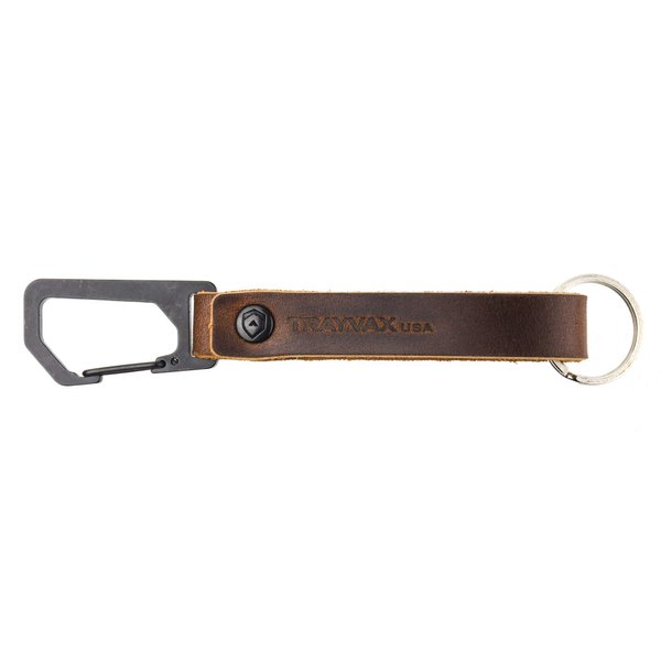 Trayvax Keyton Leather Keychain, Quick Release Carabiner Clip Key Chain for Men and Women, Stainless Steel, Black Mississippi Mud