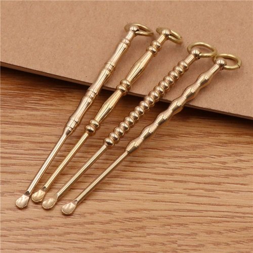4Pcs Ear Pick Ear Curette Cleaner Earwax Removal Cleaning Tools Brass Reusable Ear Cleaner with Key Ring