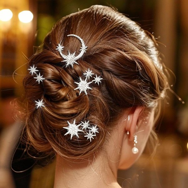 Casdre Star Rhinestone Hair Pins Bridal Hair Pieces Sparkly Crystal Bride Wedding Hair Accessories for Women and Girls(Pack of 5)