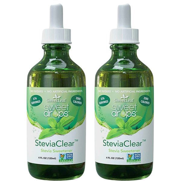 SweetLeaf Stevia Clear Sweet Drops - Stevia Liquid Drops Sweetener, Pure Stevia Drops with No Bitter Aftertaste, Liquid Sugar Alternative, Zero Calorie, Keto Food, Non-GMO, 4 Fl Oz (Pack of 2)