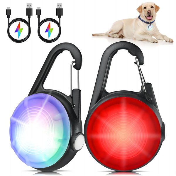 Dog Collar Light, 2 Packs 4 Modes Dog Collar Lights for Nighttime Clip on, High Capacity USB Rechargeable Dog Light, IP68 Waterproof Dog Lights for Night Walking, Climbing, Camping, Cycling, Running