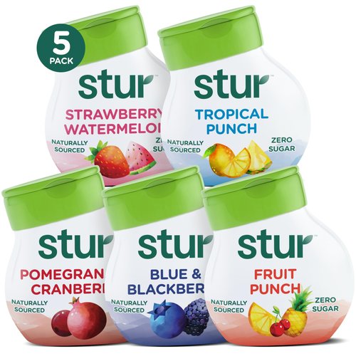 Stur Liquid Water Enhancer | Classic Variety Pack | Naturally Sweetened | High in Vitamin C & Antioxidants | Sugar Free | Zero Calories | Keto | Vegan | 5 Bottles, Makes 120 Drinks