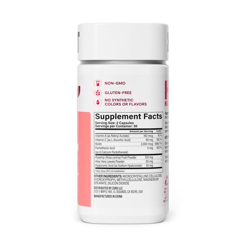 Habit Hair, Skin & Nails Supplement (60 Capsules) - New Look, Supports Skin Hydration, Hair & Nail Strength, Biotin 2000mcg, Vitamin A & C, Hyaluronic Acid, Rosehip, Vegan, Non-GMO (1 Pack)