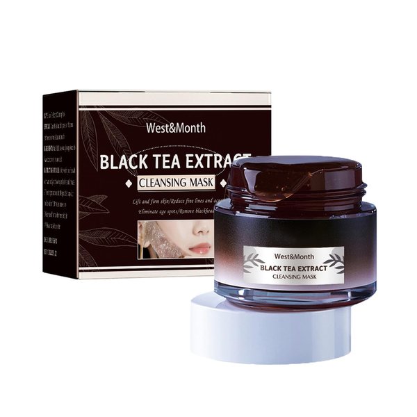 Grospe Black Tea Extract Cleansing Mask,Black Tea Skinning Peel Off Mask,Black Tea Extract Cleansing Mask Remove Blackheads Clean Pores Shrink Pores Firm Skin Even Skin Tone 100g