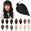 SEGO Hair Toppers for Women Real Human Hair With Bangs 7 * 13CM Silk Base 100% Remy Human Hair Clip in Top Wiglet Hair Pieces for Thinning Hair -16 Inch Dark Brown