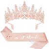 CIEHER 40th Birthday Crown + 40 & Fabulous Birthday Sash + Pearl Pin Set, 40th Birthday Gifts for Women Friends 40th Birthday Decorations Women Happy 40th Birthday Party Supplies