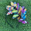 ASHONE Women Butterfly Headband Fascinator Hat Monarch Festival Crown Fashion Party Favor Christmas Halloween (Rainbow)