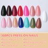 EternalClassic Almond Press on Nails Medium, 360pcs Press on Nails Almond Fake Nails Glossy Acrylic False Nail Tips 15 Colors Glue on Nails with Adhesive Tabs for Women Girls