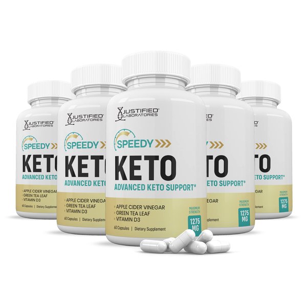 Justified Laboratories (5 Pack) Speedy Keto ACV Pills 1275MG Formulated with Apple Cider Vinegar Keto Support Blend Alternative to Gummies 300 Capsules