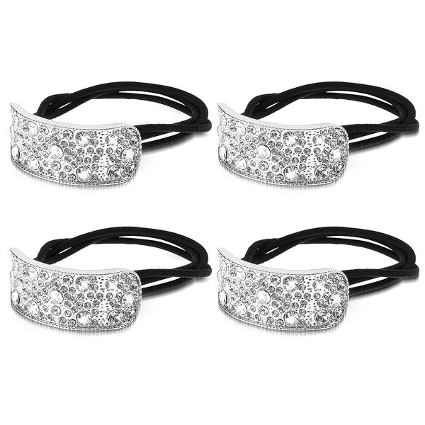 COMNICO 4Pcs Rhinestone Hair Scrunchies Crystal Hair Ties Rubber Bands Chic Elastic Ponytail Holder No Damage Bling Sparkles Diamond Hair Accessories for Women Girls Thin Hair Fashion Headbands