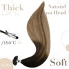 U Tips Human Hair Extensions Balayage Pre Bonded Fusion Hair Extensions Real Human Hair Balayage Darkest Brown to Medium Brown and Light Blonde Keratin Tip Hair Extensions 14 inch 50g 1g/s