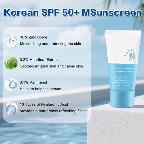 Heartleaf Korean Face Sunscreen,Tinted Sunscreen for Face SPF 50,Universal tinted moisturizer,Clear Filter Sun Essence, Non-Sticky, Long Lasting Protection,Korean skin care 50ml / 1.76 fl. oz