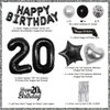 20th Birthday Party Decorations Black 20 Year Old Birthday Decorations Kit for Men Women Happy Birthday Banner Balloon Sash Cake Topper Silver Fringe Curtain Star Heart Balloon 20th Birthday Supplies
