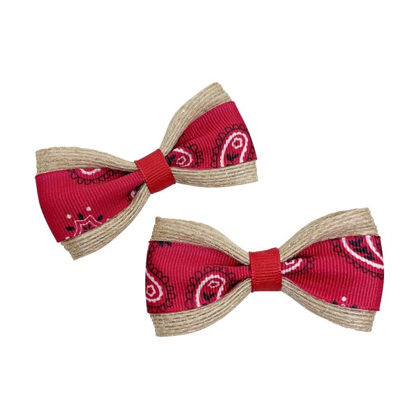 Handmade Girls Red And White Hair Bow Set, Little Girl Bows, Pigtail Hair Bows, Toddler Hair Bows,