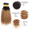 Deep Wave Human Hair Bundles 1B/27 Ombre Human Hair Bundle 3 Bundles Human Hair 22 24 26Inch 100% Unprocessed Brazilian Virgin Hair Bundles Deals Deep Wave Human Hair Extensions(1B/27-DP-22 24 26Inch)