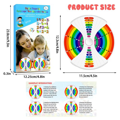 Learning Toys Math Fidget Spinners,Suitable People Learning Addition,Subtraction,Multiplication Division Methods,Homeschool Supplies Arithmetic Spinners Math Games for Kids Ages 4 5 6 7 8-12