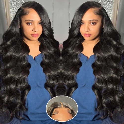 Jiushan 13x4 Body Wave Lace Front Wigs Human Hair HD Lace Frontal Wig Human Hair Pre Plucked with Baby Hair 180% Density Glueless Wigs Human Hair for Women（24 Inch ）