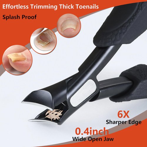 SG Nekoo Toe Nail Clippers for Thick Nails for Seniors, Splash Proof Trim Fingernail and Ingrown Toenail, Ergonomic Non-Slip Grip Nail Clippers for Men Women