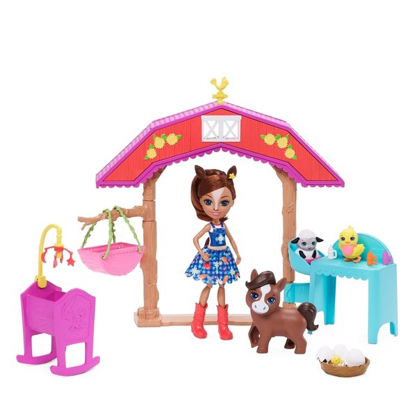 Enchantimals Barnyard Nursery Playset with Haydie Horse Small Doll (6-inch), Trotter Horse, 3 Additional Animal Figures & 10+ Accessories