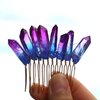 Handmade Natural Crystal Hair Comb Bridal Wedding Headwear Crystal Stone Hairpin Hair Clip Clamp Side Hair Combs for Women Hair Accessory (Purple)