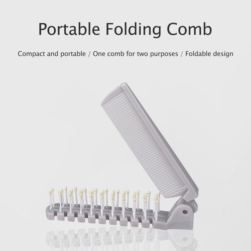 2 Piece Folding Hair Brush Set, Portable Travel-Friendly Comb – Small, Foldable for Purses – Mini Pocket Brush for Women and Girls – Anti-Static Double-Sided Compact Hair Comb