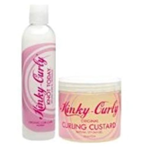 Kinky Curly Knot Today Leave In Conditioner/Detangler 8 oz + Curl Custard Gel 8 oz