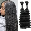 Deep Wave Bulk Human Hair for Braiding 18 inches Deep Bulk Human Hair for Braiding no Weft 95g 2 Bundles Virgin Human Hair Extensions Bulk Curly Human Hair for Boho Braids Natural Black