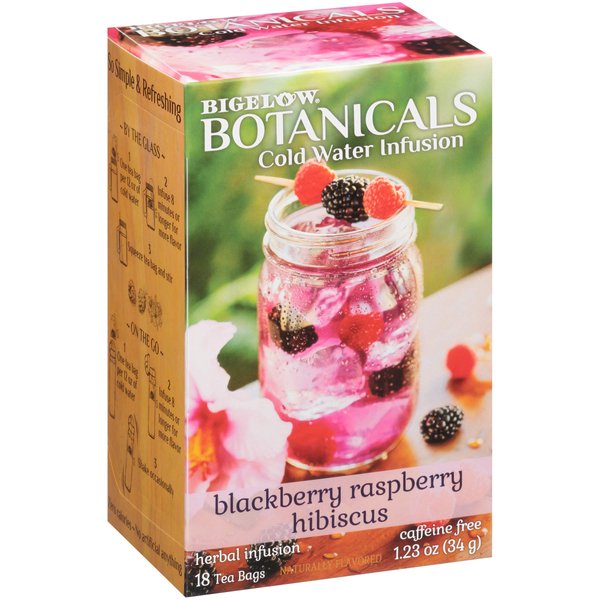 Bigelow Botanicals Cold Water Infusion Blackberry Raspberry Hibiscus Tea Bags 18 Count Box (Pack of 1), Herbal Infusion, Caffeine Free, 18 Tea Bags Total