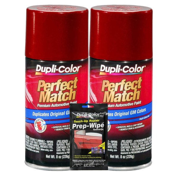 Dupli-Color Dark Cherry Metallic Exact-Match Automotive Paint For GM Vehicles - 8 oz, Bundles with Prep Wipe (3 Items)