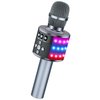 BONAOK Bluetooth Wireless Karaoke Microphone with LED Lights,4-in-1 Portable Handheld Mic with Speaker Karaoke Player for Singing Home Party Birthday Gift for Kids Adults Girls Q78(Space Gray)