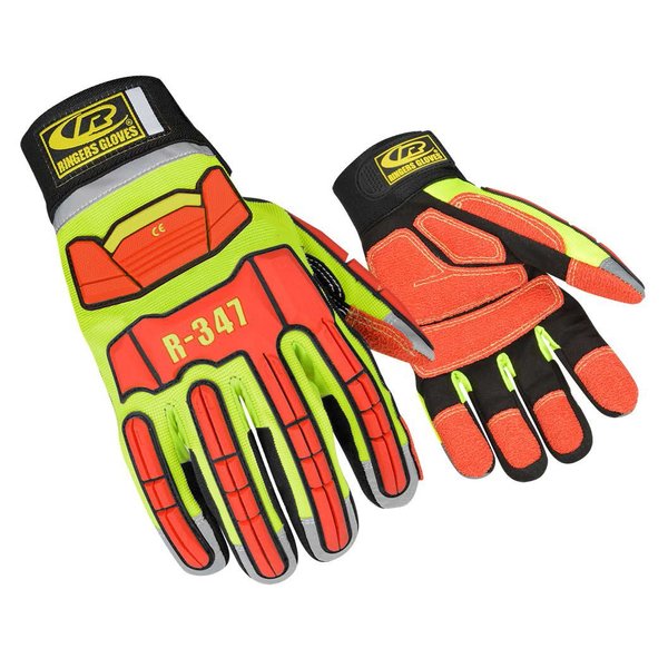 RINGERS R-347 Industrial Gloves - Size 12, Black & Orange, 1 Pack