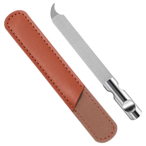 Metal Nail Files for Natural Nails, Mabor Stainless Steel Fingernail File with Pointed Tip Professional Double Sided Curved Nail Filer for Nails Travel Nail File with PU Leather Case