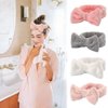 WQINX 4 Pack Spa Washing Headbands headbands for women's hair headband for washing face spa headband makeup headband hair bow bow, microfiber women's skin care headbands for facial cleansing