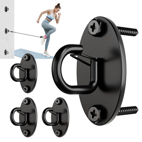 Wuno Shop 4 Pcs Wall Anchor for Resistance Bands,Gym Wall Anchor,Exercise Band Wall Mount,Resistance Band Hooks for Home Fitness Workouts,Space Saving Workout Hooks for Physical Therapy/Pilates