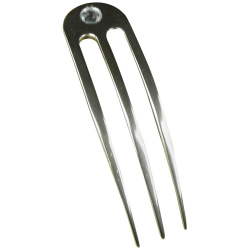 One Anodized Aluminum Three Prong Hair Fork 4.9 Inch Curved Unbreakable Waterproof with FPL of 4 inches (Silver)