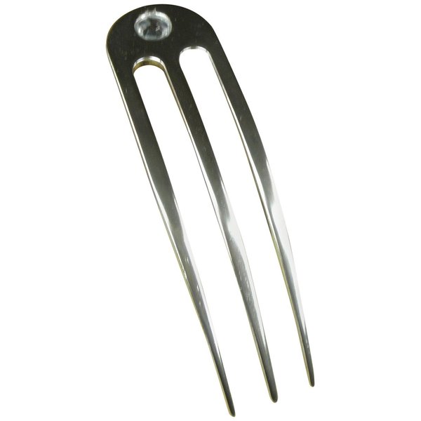 One Anodized Aluminum Three Prong Hair Fork 4.9 Inch Curved Unbreakable Waterproof with FPL of 4 inches (Silver)