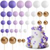 ASTARON 32 Pcs Ball Cake Topper Decorations Mini Balloons Cake Topper Sticks Foam Balls Cake Picks Cake Topper Balls Cake Decorations for Wedding Party Birthday Cake Decorating (Purple Gold)