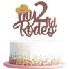My 2nd Rodeo Cake Topper, Cowboy Cowgirl Theme Party Supplies, Western Kids First Rodeo Party/Baby Shower Decor, Happy 2 Years Old Birthday Party, Brown