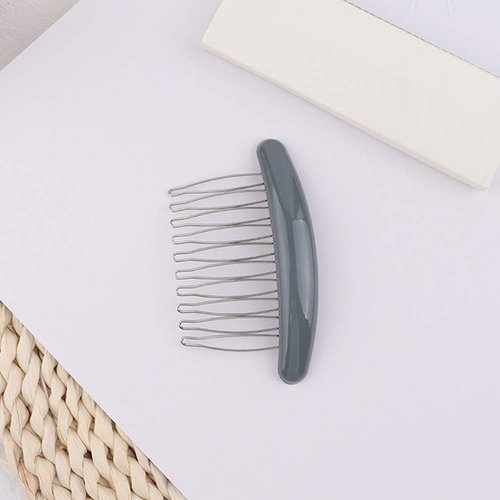 3 Pieces Luxury Fashion 10 Teeth Hair Side Combs French Comb Glossy Series Side Hair Combs Curved Hair Clip Combs Hair Accessory for Women and Girls, Glossy Orange, Glossy Gray, Glossy Pink
