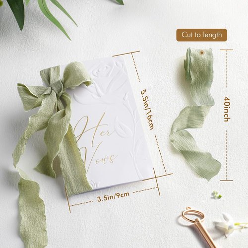 Vow Books his and hers with Silk Ribbons, Vow Books for Wedding, Wedding Vow Books Gift for Bride and Groom with 28 Pages-5.5 * 3.5 in Wedding Keepsake Vow book with Gilded Font Set of 2（Green）