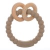 Dirbabi Baby Teether, One Piece Design Silicone & Beech Teething Ring Toy for Babies, BPA Free (Sand)
