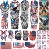 Aresvns Independence Day Temporary Tattoo, USA Flag Sleeve Tattoo, Red White and Blue Party Supplies, 4th of July, Memorial Day, Labor Day Decorations Tattoos Patriotic Tattoos
