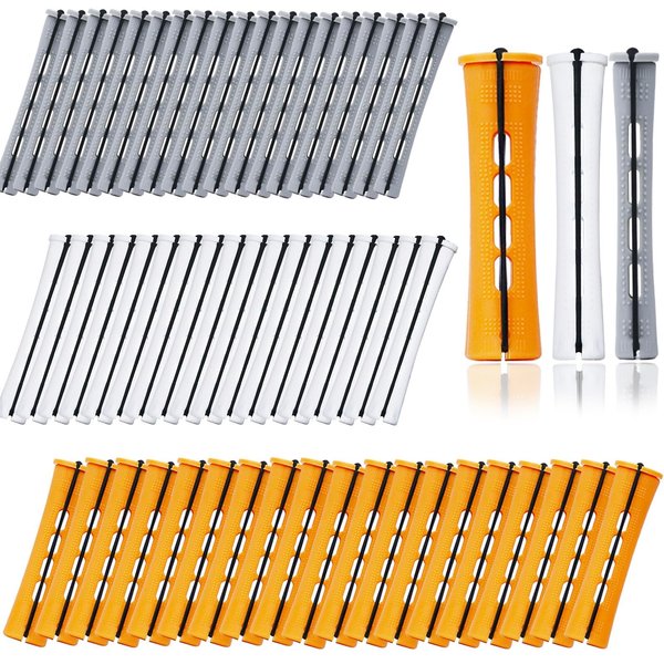 60 PCS Hair Perm Rods Set Cold Wave Rods Plastic Curl Rods Long Short Hair Curl Rods with Non Slip Plastic and Elastic Rubber Band Beauty Tool for Women(3 Sizes)