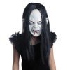 LUOEM Halloween Horror Grimace Ghost Mask Long Wig Hair Grudge Sadako Ghost Wig Creepy Scary Costume Mask for Halloween Party Supply